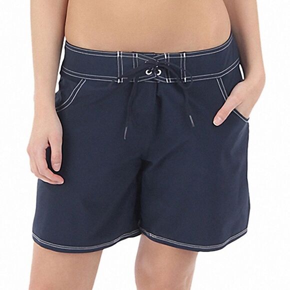 Seafolly black barracuda mid length board shorts, NWT size L - Picture 1 of 6